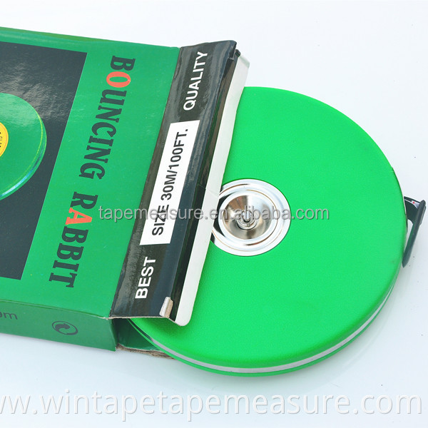 High Accuracy Low MOQ 50m 100m Green Round Retractable Tape Measure Compass